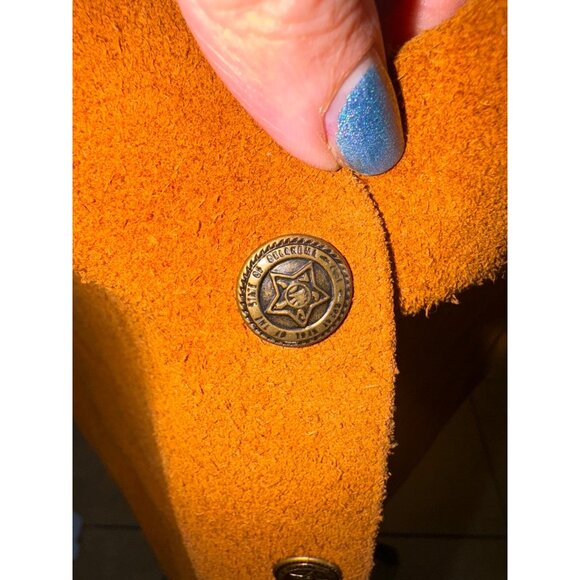 Vintage 90s Agapo Collection Genuine Burnt Orange Suede Leather Mens Vest Large - Picture 7 of 8